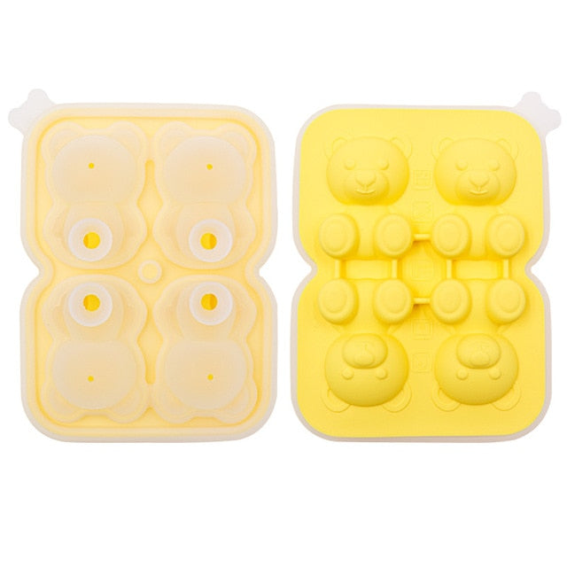 4 Grid Bear Silicone Ice Tray